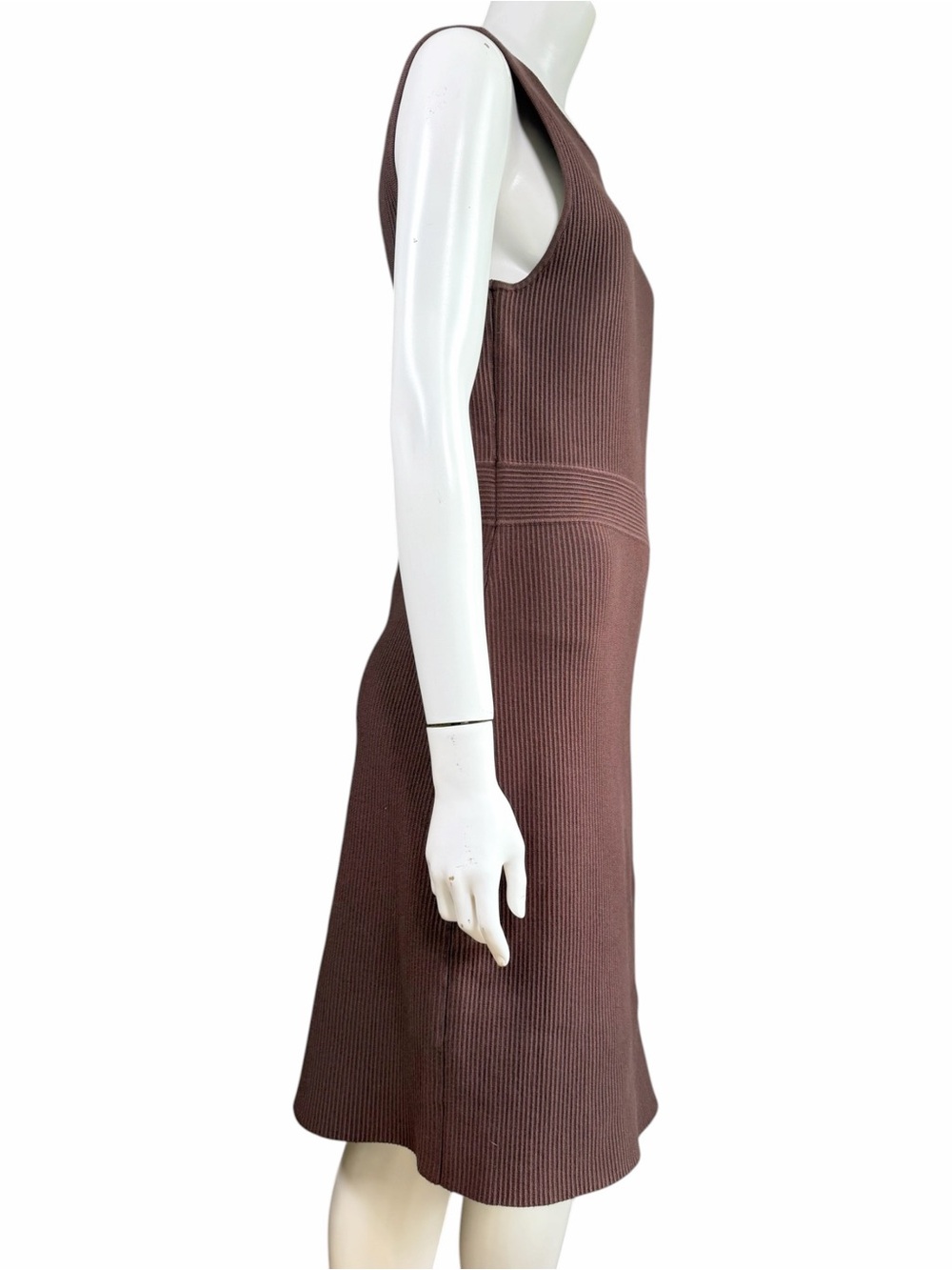 House of Harlow 1960 Brown Rib Knit Open Back Midi Dress L Stretch - Picture 4 of 9